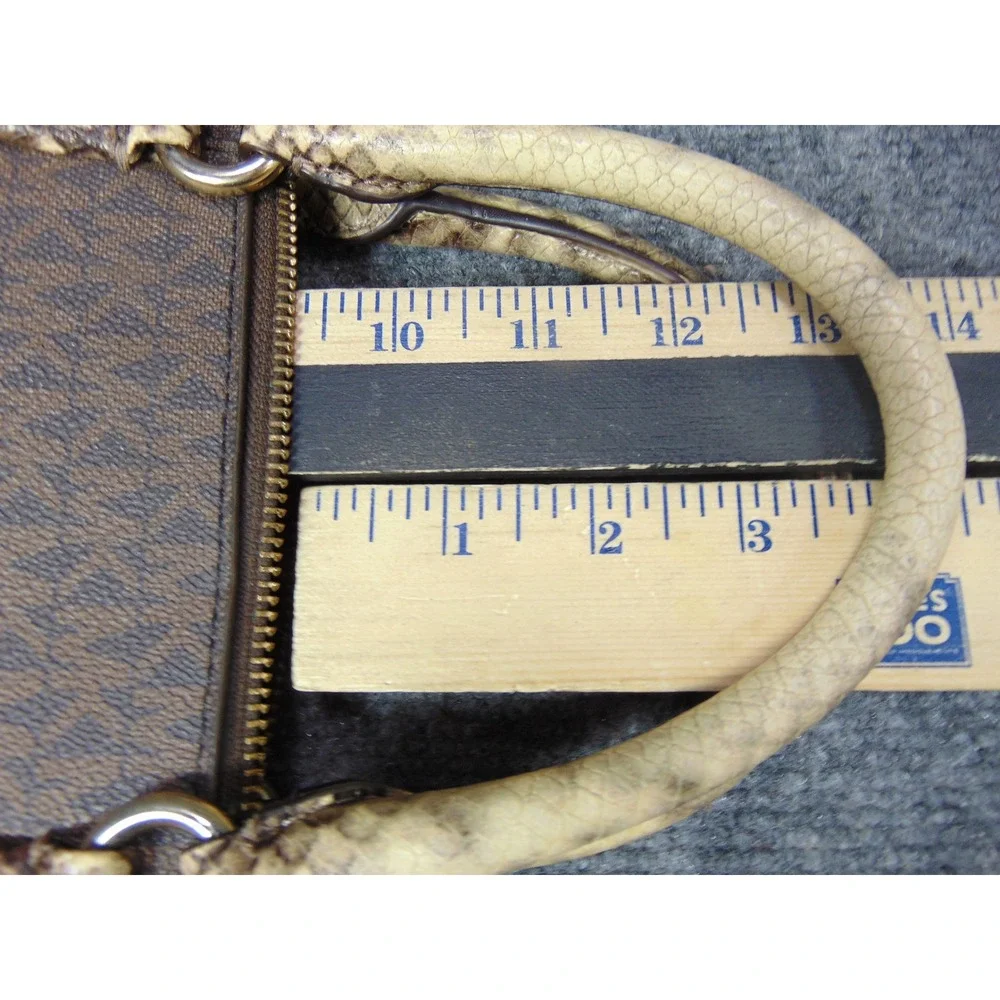 Michael‎ Kors Sheila Satchel Brown Monogram Snakeskin Trim 30F0GHUS3B Large
